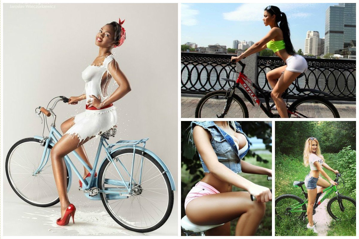 Необычные фантазии блондинки на спортивном велосипеде 15 фото эротики