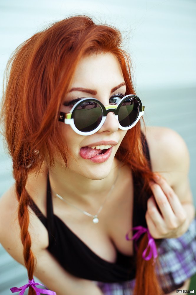 Chubby tattooed redhead with glasses strip