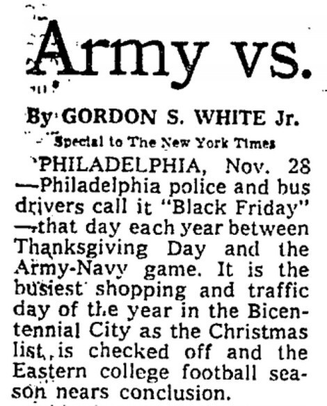 Газета New York Times откликнулась в том же году, написав, что полиции и водителям автобусов в Филадельфии пришлось непросто в «день самого большого шопинга и самых больших заторов на дорогах в году».