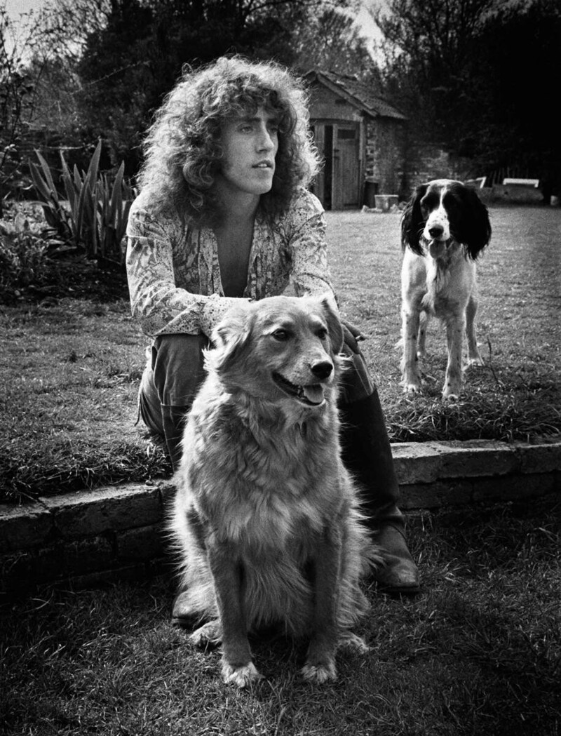 Певец Роджер Долтри со своими собаками у дома, 1970-е