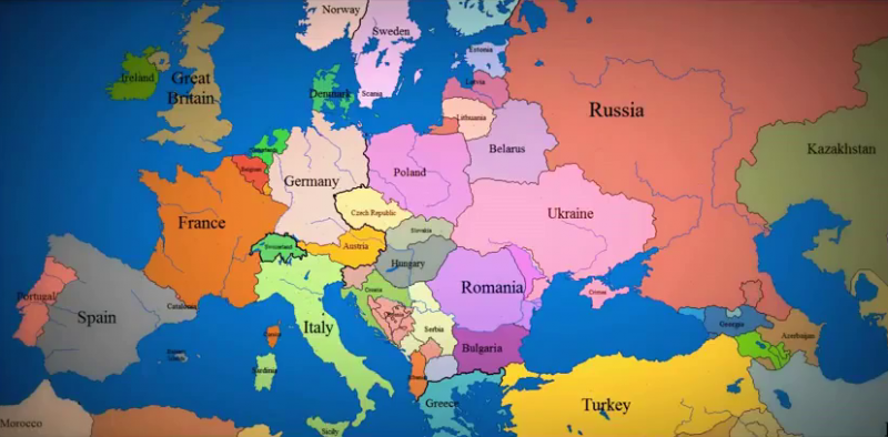 Как менялись границы России и Европы за тысячу лет!