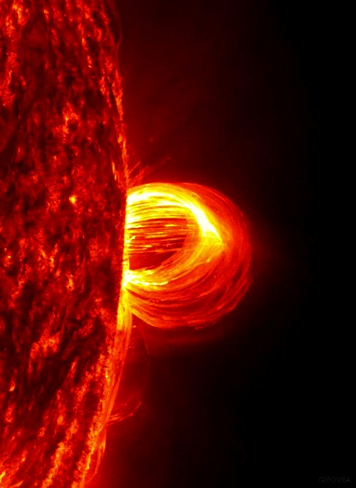 Петли плазмы, вспыхивающие от солнца, в четыре раза больше Земли