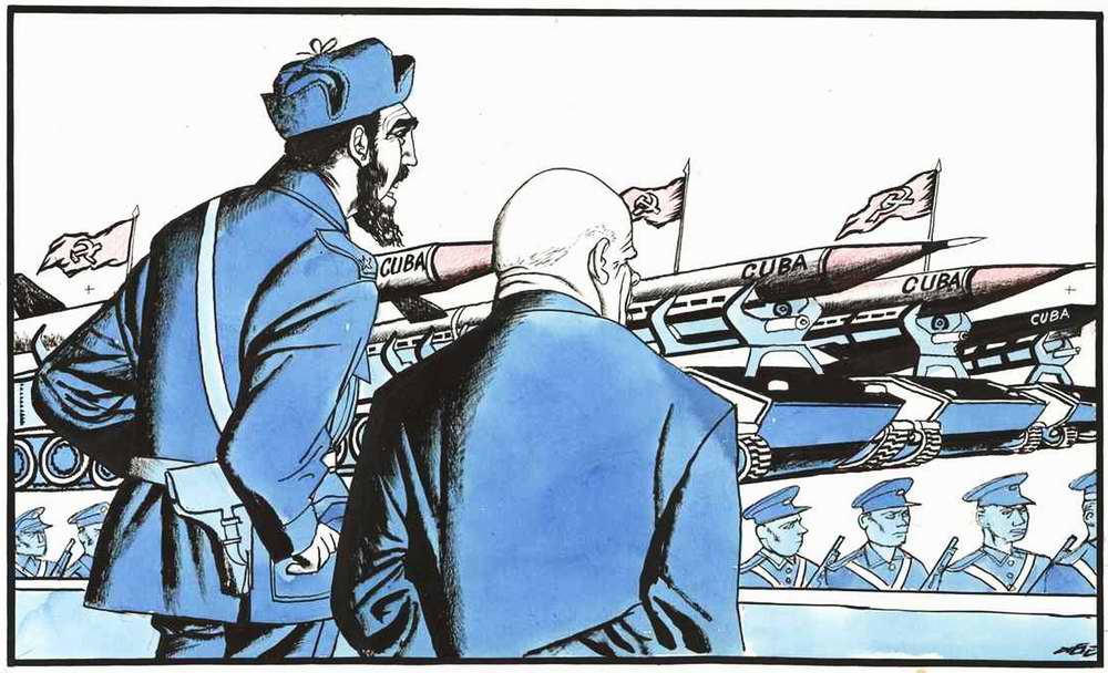 Карибский кризис ядерная угроза. Карибский кризис Хрущев и Кастро. Карикатуры холодной войны СССР. Карикатуры времен холодной войны.
