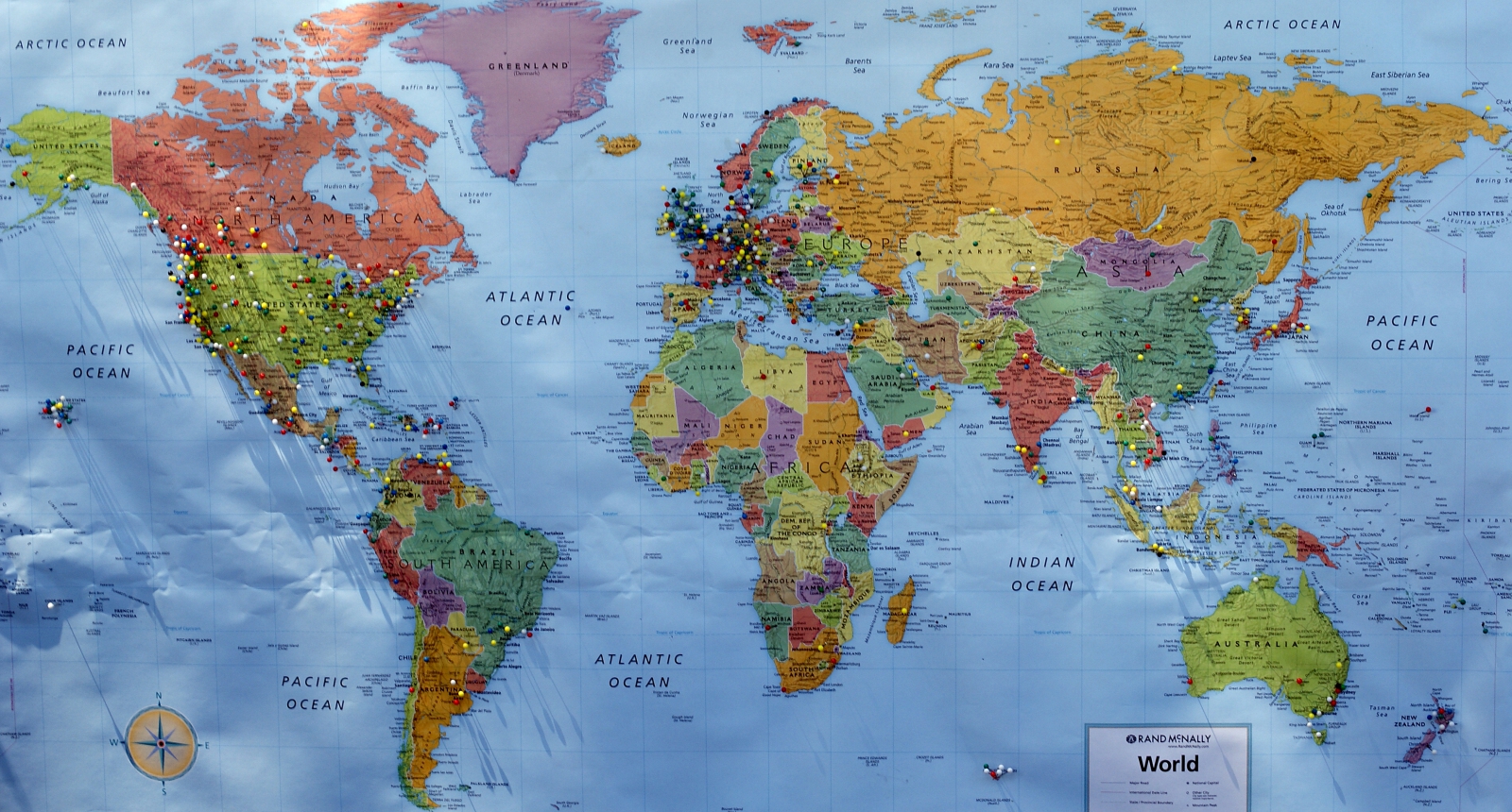 Карта мира с отметками