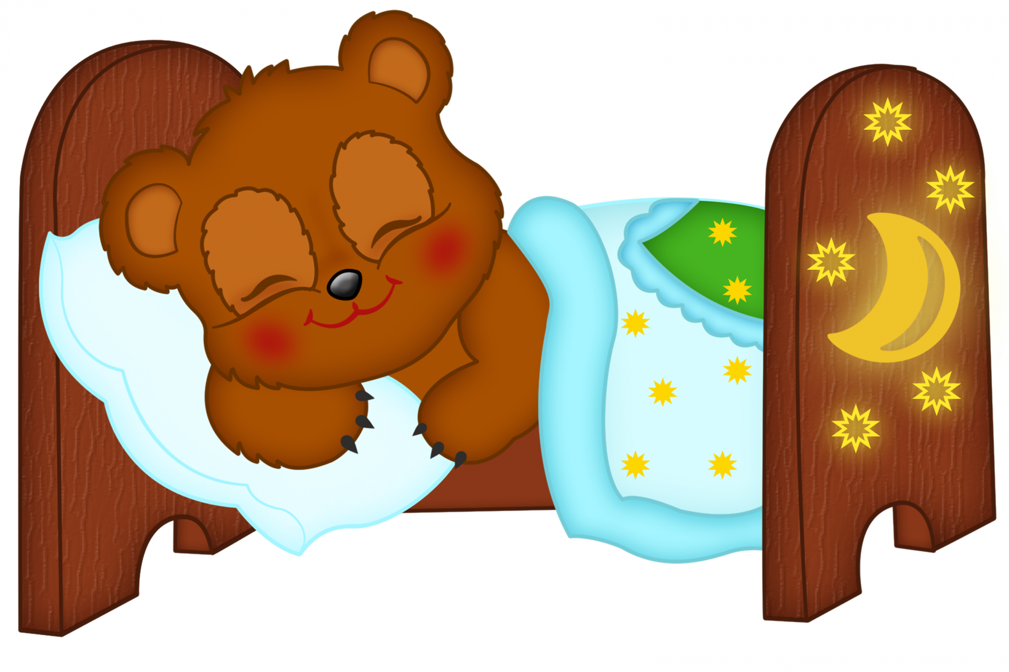 Медвежонок спит в кроватке