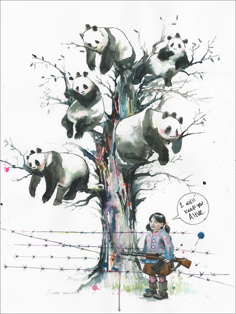 Панда засадила стройный художнице
