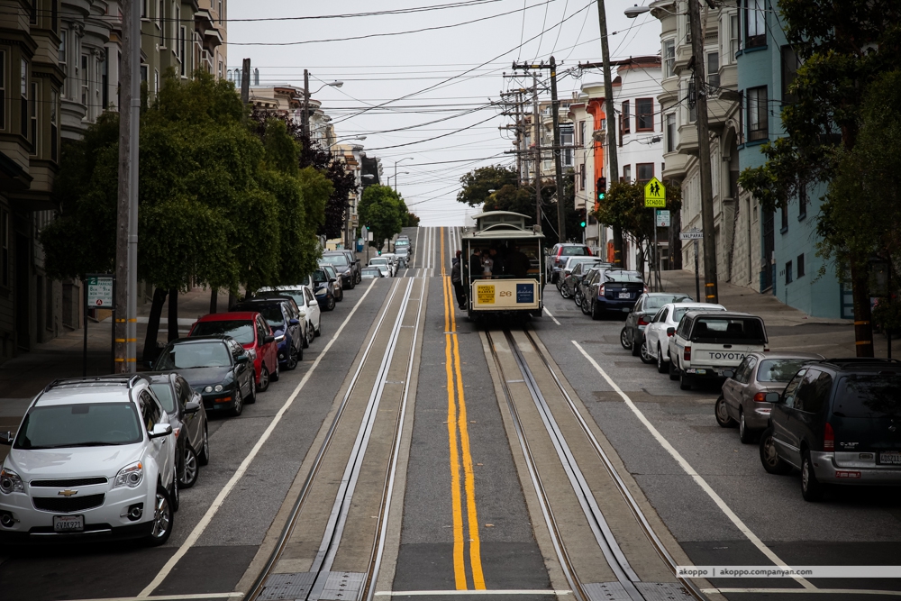 Наклонные улицы Сан-Франциско.