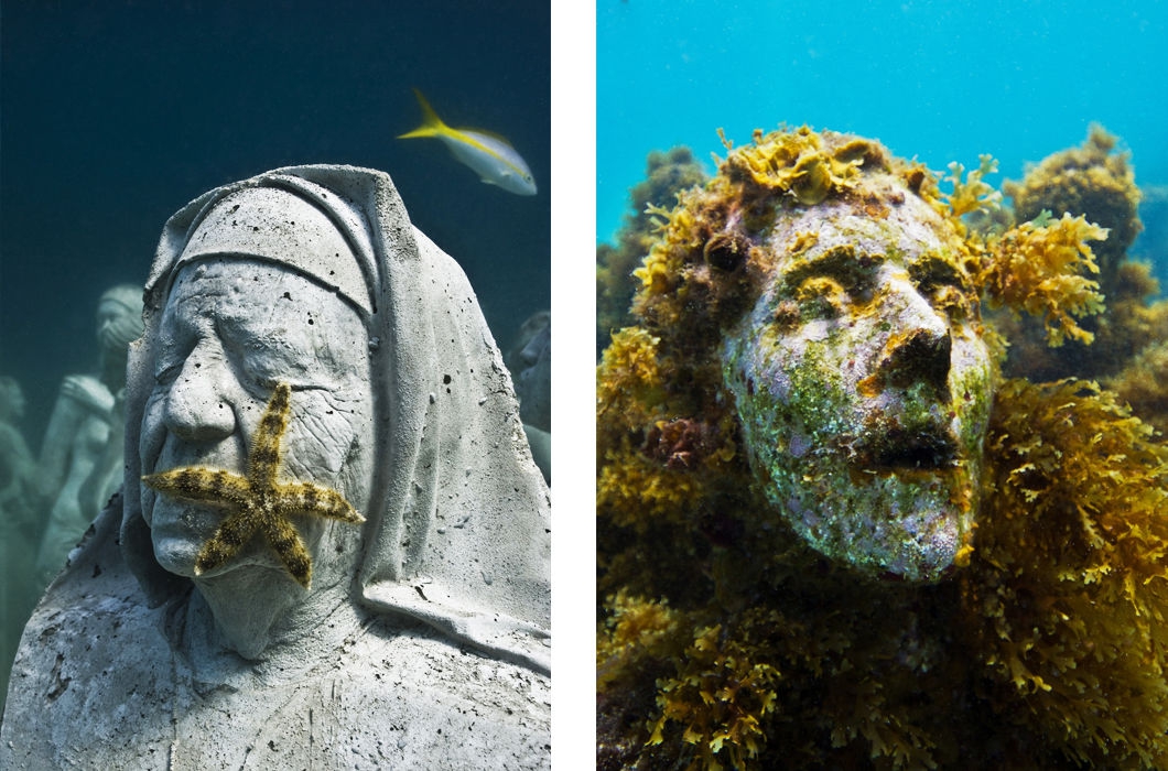 Страны ушедшие под воду. Подводный парк скульптур Гренада. Парк подводных скульптур Джейсона Тейлора. Подводный парк Канкун. Гренада подводные скульптуры.