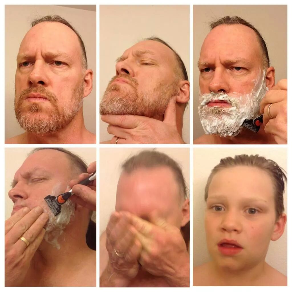 Почему небритый. До и после бритья. Мужчина до и после бритья. До бритья и после прикол. Сбрил бороду.