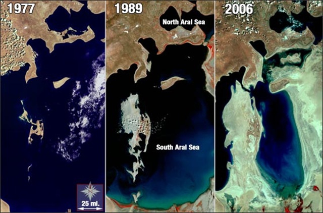 какое море высохло в мире