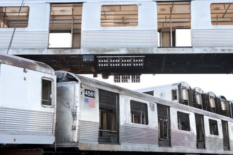 Затопление вагонов метро Нью-Йорка