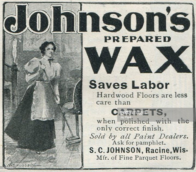 Реклама мастики для натирки полов Johnson, Висконсин, 1897.