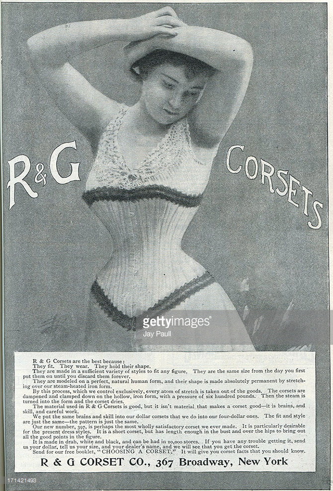 Реклама корсетов R&G, Нью-Йорк, 1899.