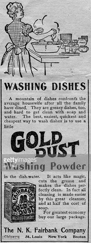 Реклама порошка для мытья посуды Gold Dust, Чикаго, Иллинойс, 1899.