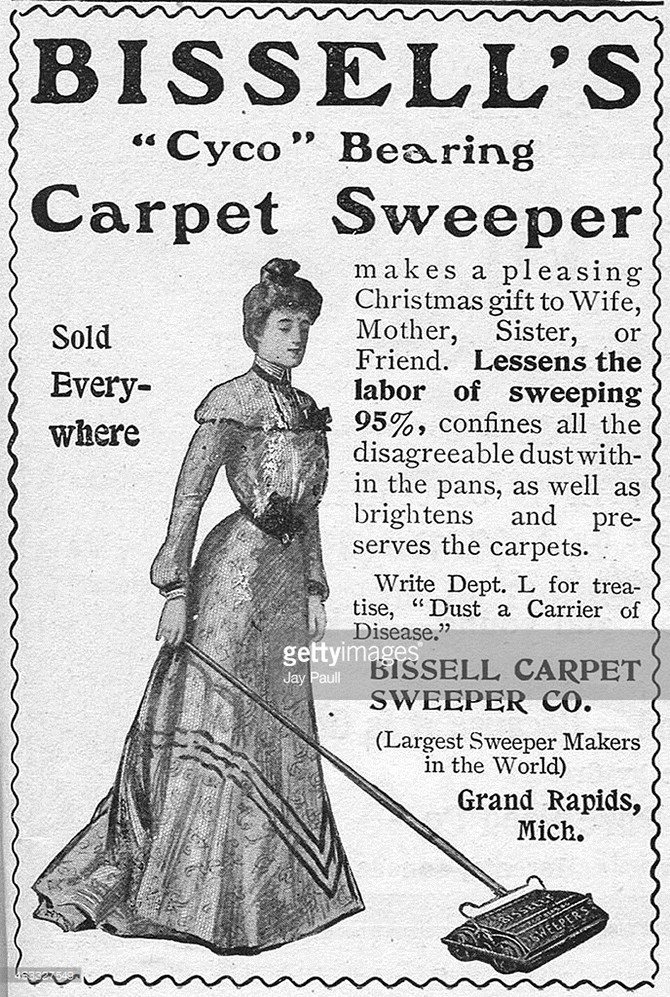Реклама щетки для чистки ковра Bissel, Мичиган, 1902.
