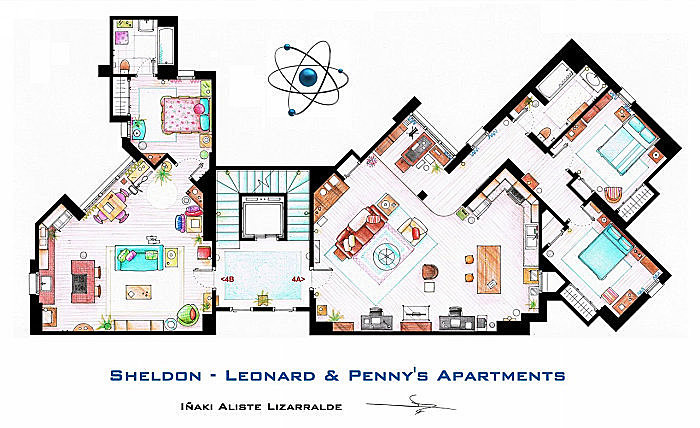 "Теория большого взрыва", квартиры Шелдона - Леонарда и Пенни