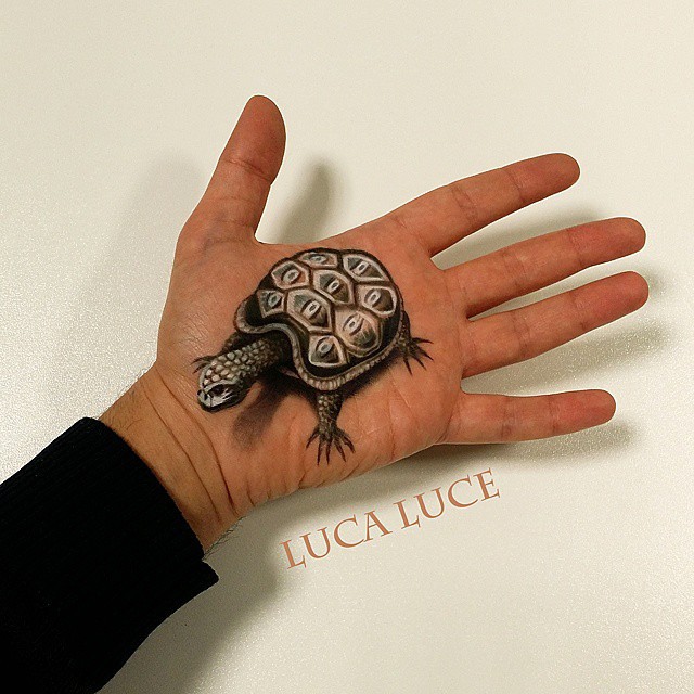 3D рисунки на собственной ладони от художника Luca Luce