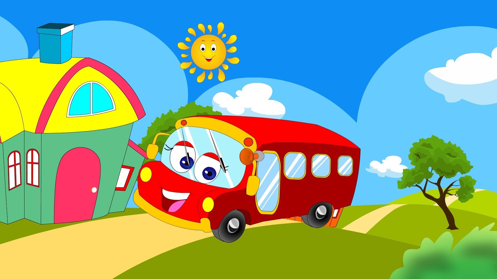 Едет про. Веселый автобус. Автомобиль для детей мультяшная. Детские машинки сказочные. Мультики про транспорт.