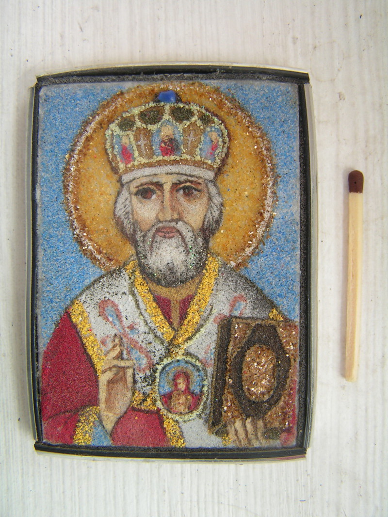 Список иконы Святого Николая Чудотворца в камне