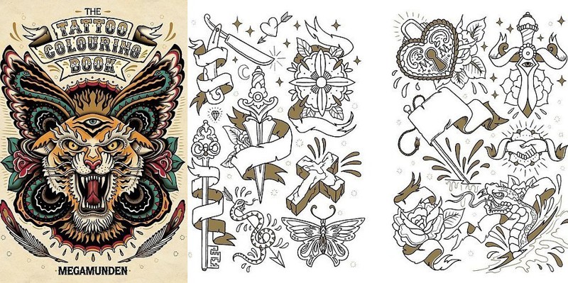 2. "Книга для раскрашивания татуировок" от Megamunden