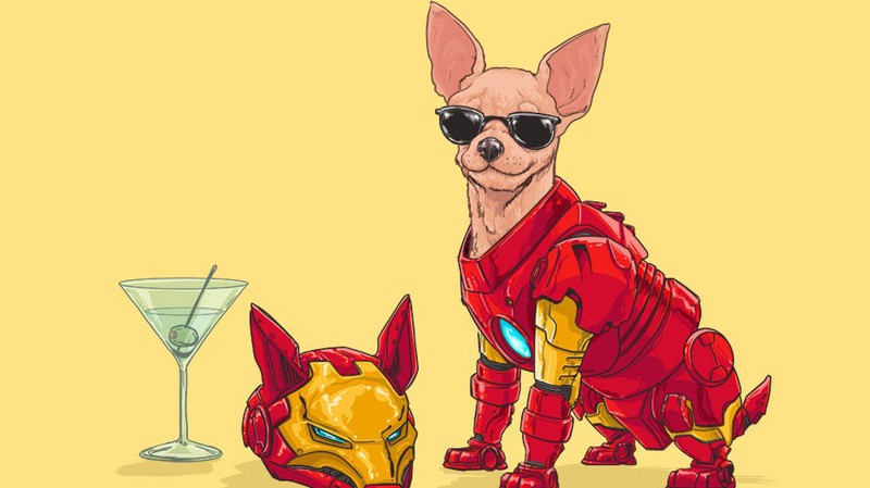 Художник рисует собак в образах супергероев из комиксов Marvel