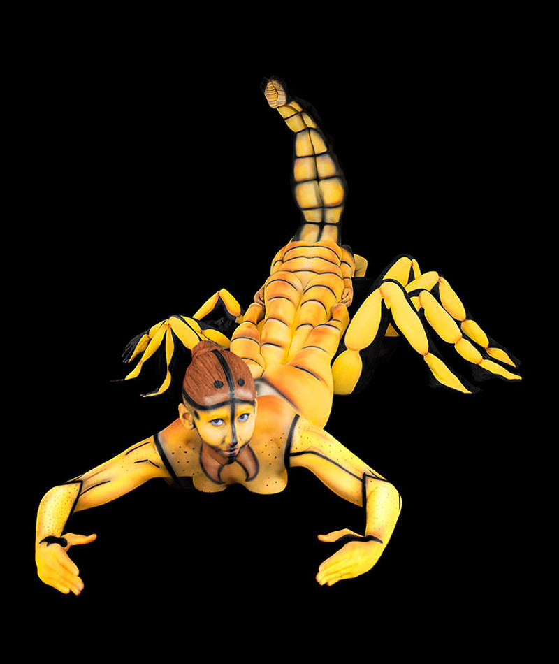 Скорпион боди-арт, зодиак