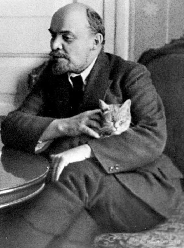 Владимир Ленин не раз был запечатлен на фотографии с котом на руках
