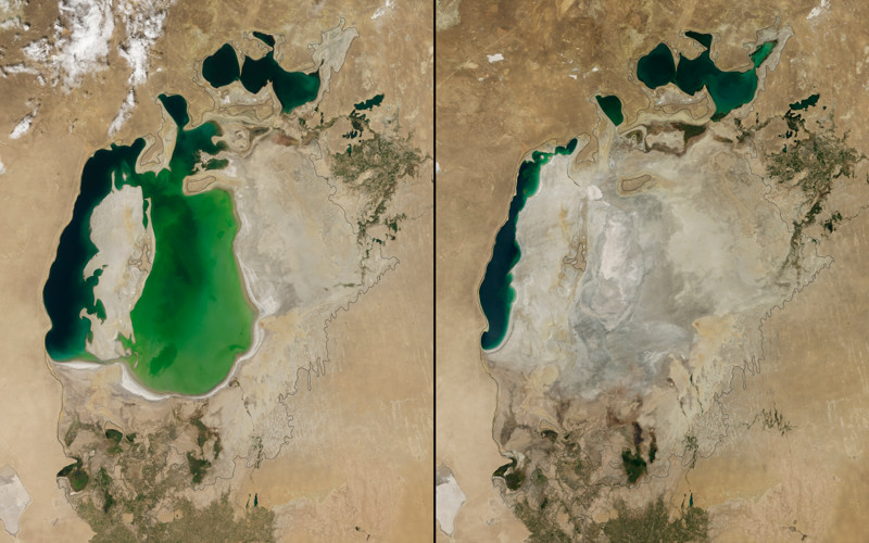 1. Аральское море - бывшее бессточное солёное озеро в Средней Азии, на границе Казахстана и Узбекистана.