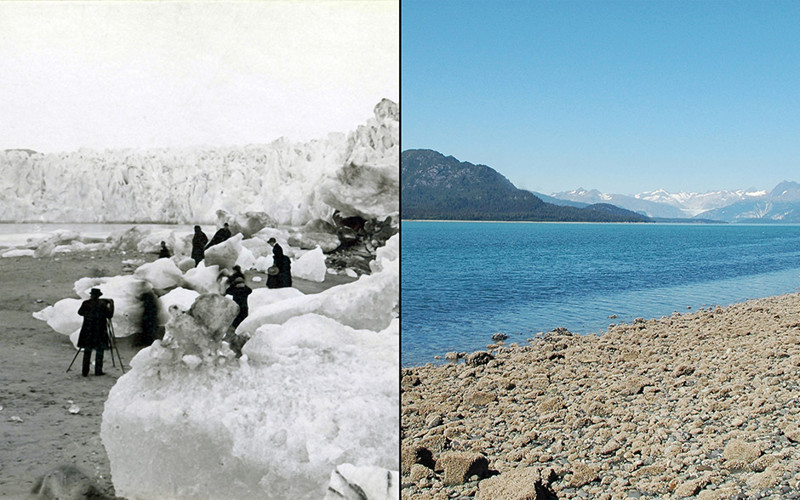 2. Ледник Мьюра (Аляска) в 1882 и 2005 году