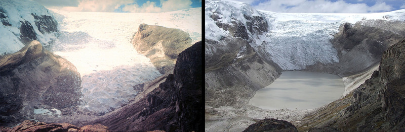 3. Таяние ледника Кори Калис (Перу). Фото 1978 и 2011 года