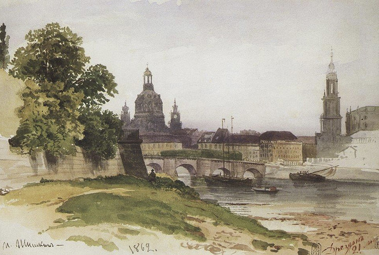 15. Иван Шишкин. Дрезден. Мост Августа, 1862 год и сегодня