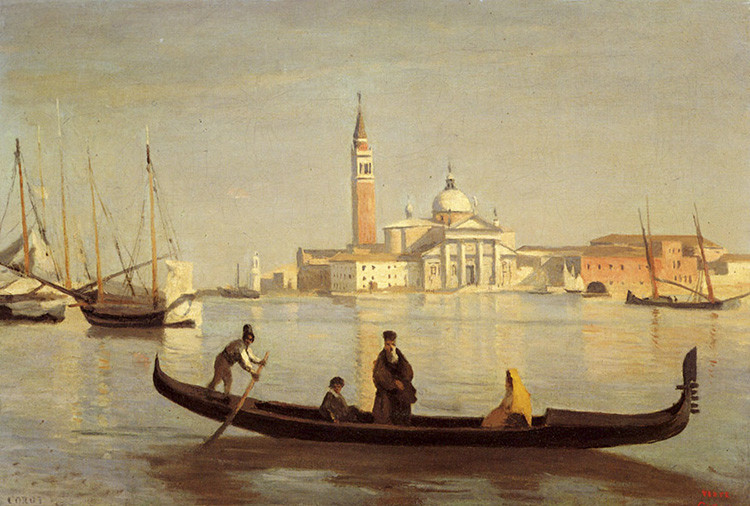 10. Камиль Коро. Венеция. Гондола на Гранд-канале. 1828 год и сегодня