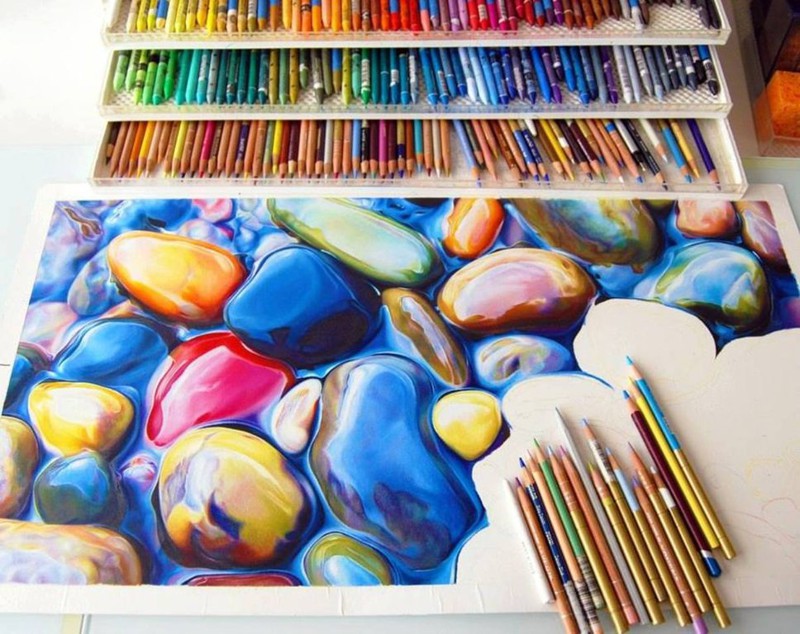 22. Невероятной красоты рисунок, выполненный цветными карандашами.