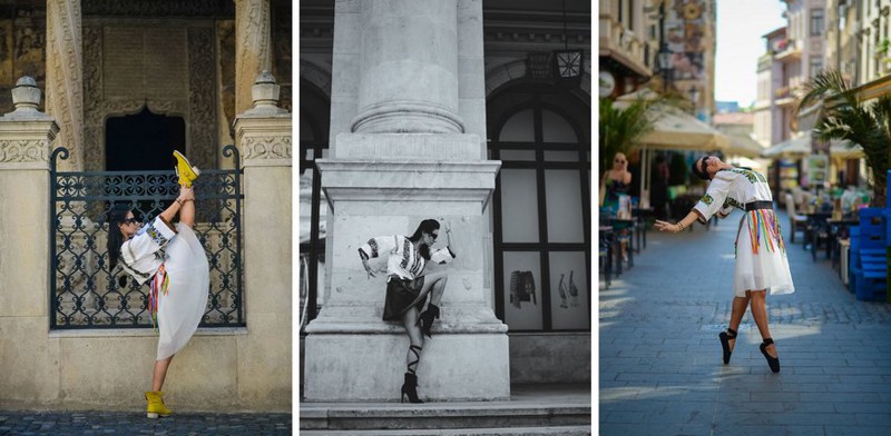 Балерина в румынском народном костюме покоряет улицы 