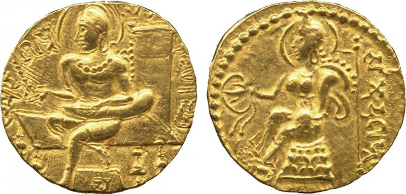 Монета индийского царя Самудрагупты: