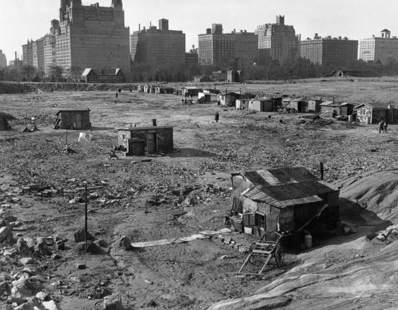 1933 год. Гувервилль в Центральном парке, Нью-Йорк.