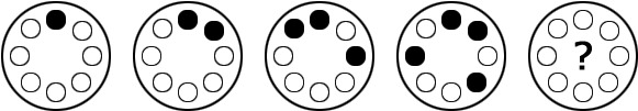 7. Как должны быть расположены черные кружки на последнем рисунке?