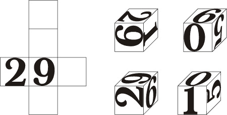 5. Есть четыре изображения одного кубика с разных сторон. Необходимо правильно нарисовать его развертку