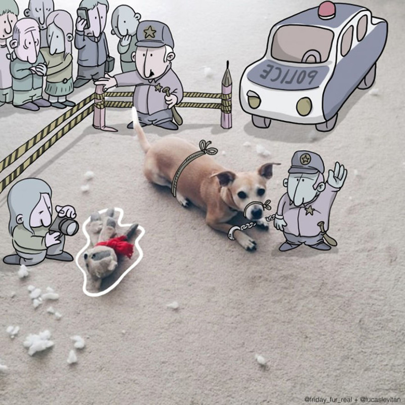 Дополненная реальность: иллюстратор Лукас Левитан дорисовывает чужие фотографии в Instagram*