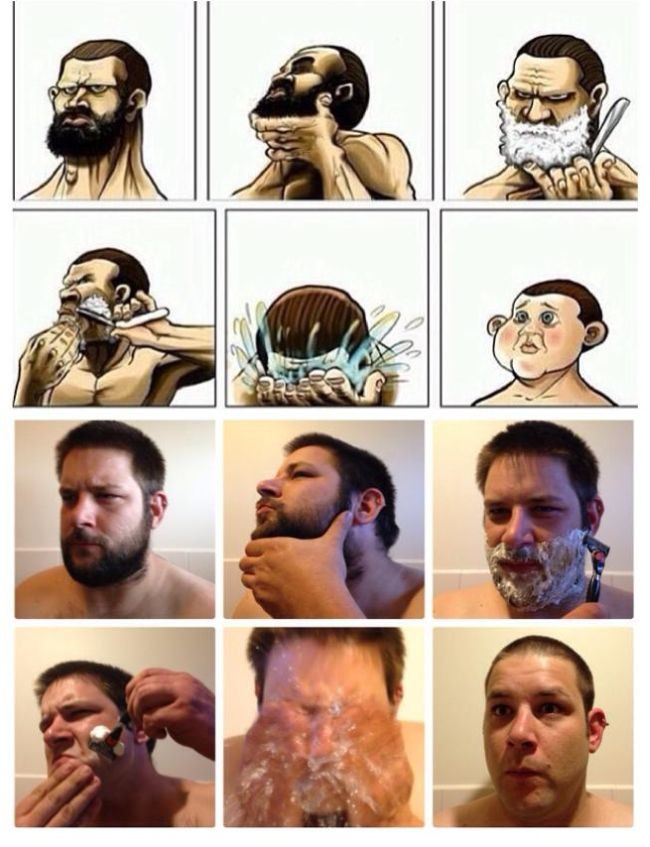 После бритья бороды. До и после бритья. Мужчина до и после бритья.