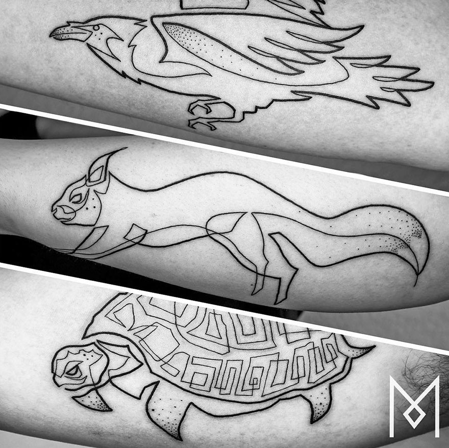 16 потрясающих татуировок, выполненных одной непрерывной линией