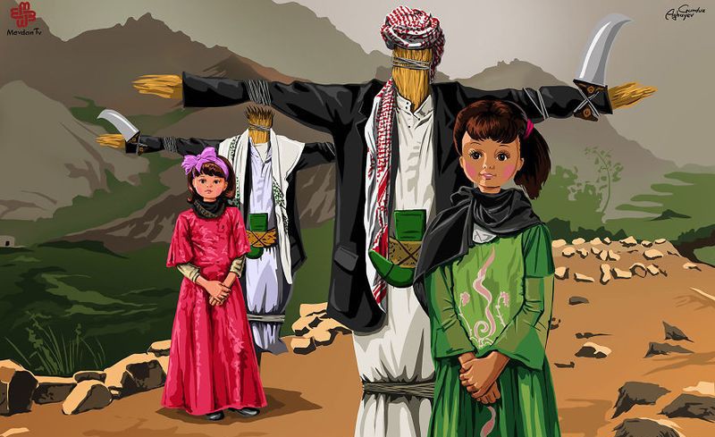4. Девочки, которых насильно отдают замуж в Афганистане. На фото невеста Тегани (в розовом) и Гада