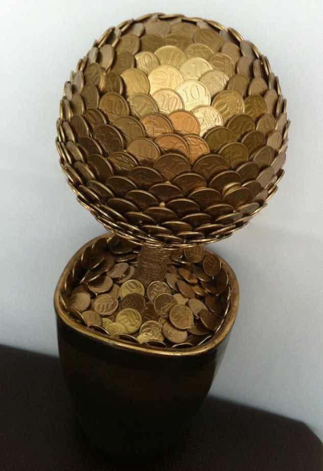 Картина денежное дерево, панно из монет, подарок и сувенир, Запорожье