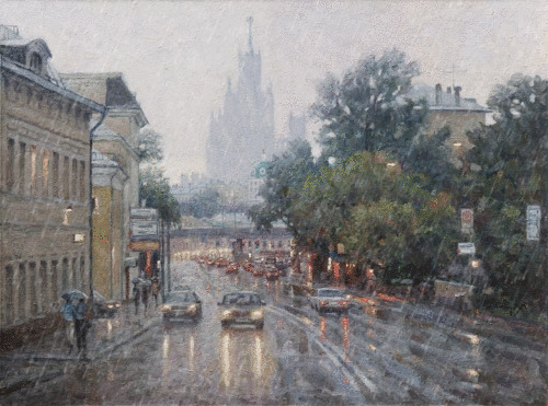 Дождливая Москва художника Игоря Разживина