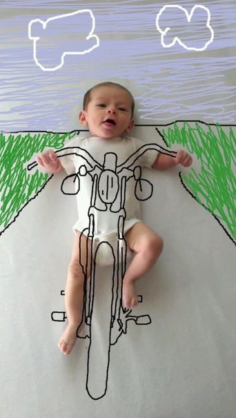 Вот так креативно один папа оформил в программе paint фотографии своего сына