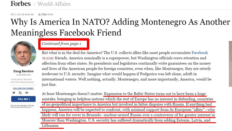 Американцы задумались об исключении Прибалтики из НАТО
