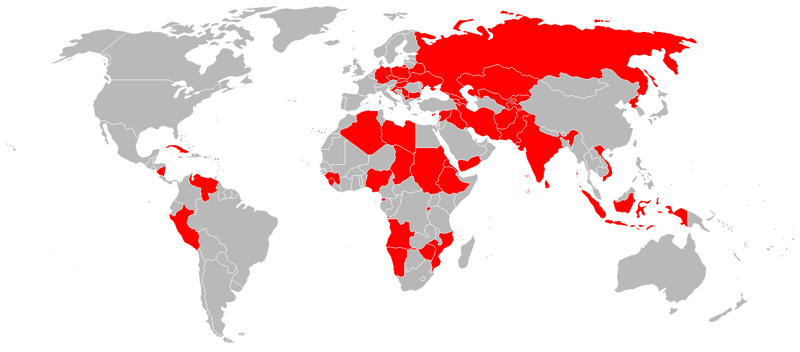 Страны, в которых модификации Ми-24 состоят на вооружении
