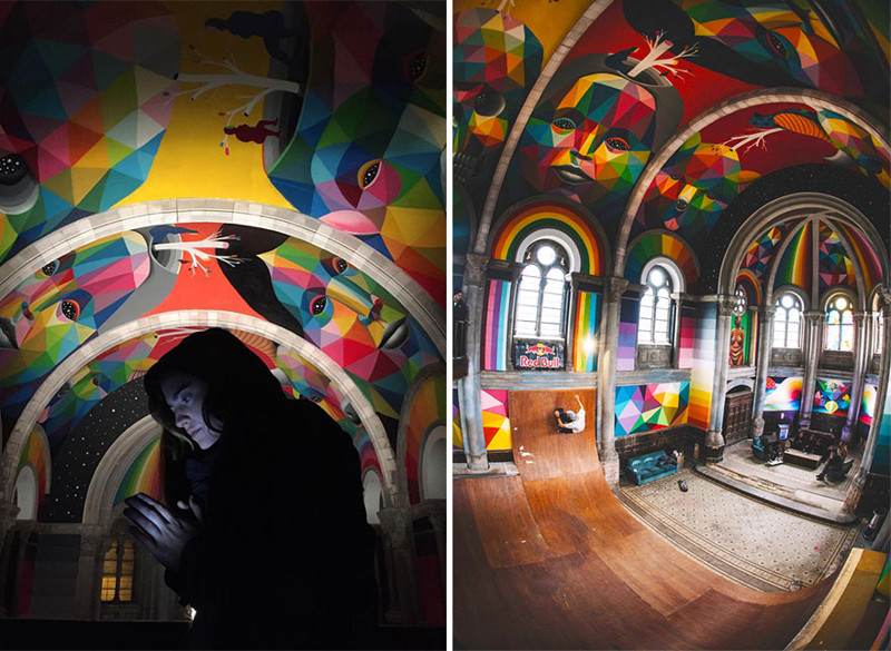 100-летнюю церковь переоборудовали в скейт-парк с яркими граффити 