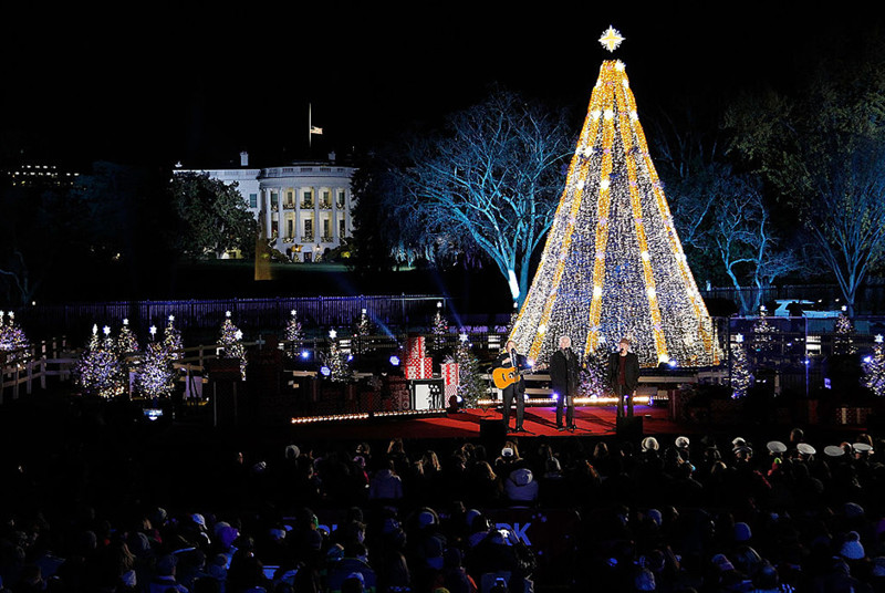 Новогоднее дерево у Белого дома в Вашингтоне (США)