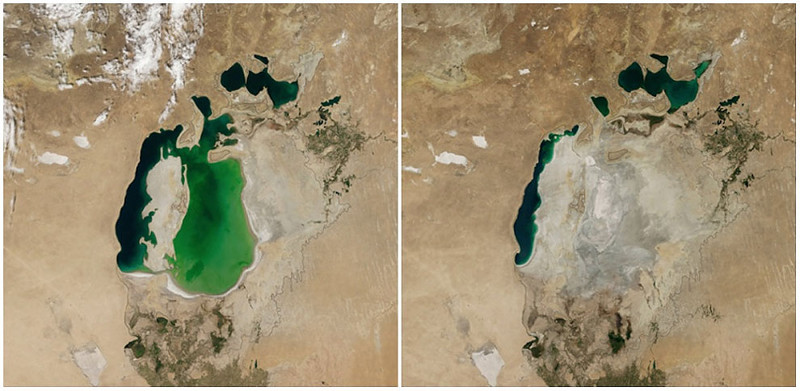 Аральское море, Центральная Азия. Август 2000 г. — август 2014 г.